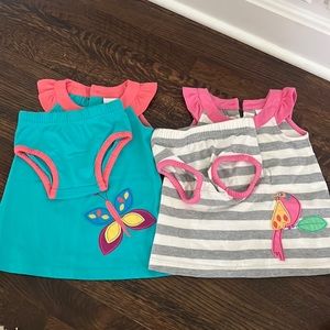 Two Hanna Andersson Dress and Bloomer Sets - Size 60 (3-6 months)